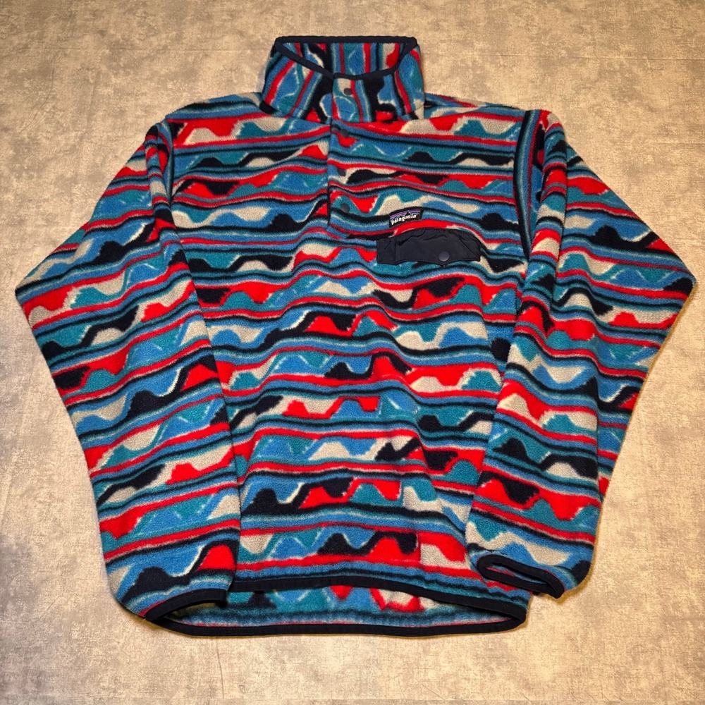 Patagonia Synchilla Snap-T Fleece Pullover Mens Medium Multi Geometric Wave